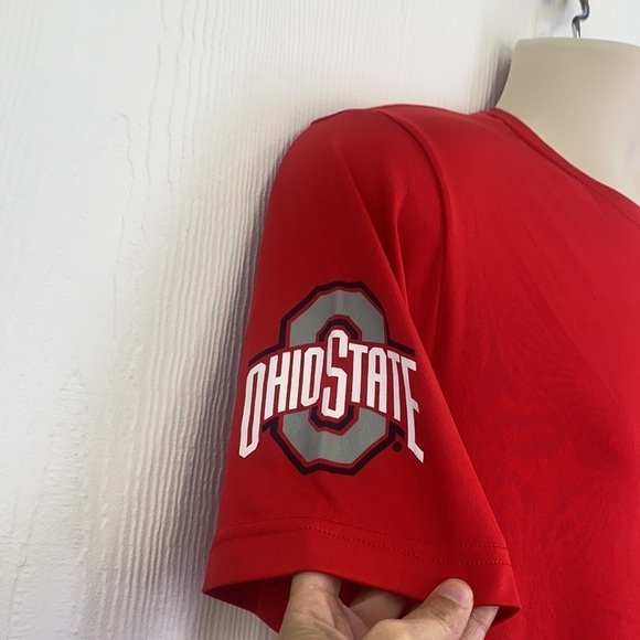 Sport Tek - Big 10 Ohio State Football Red and White Tee Shirt Size Small - Picture 6 of 12